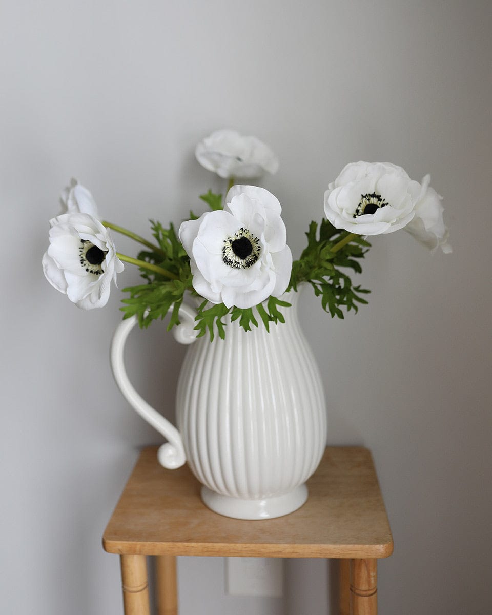 Fake Anemones Real Touch Flowers in White in Vase