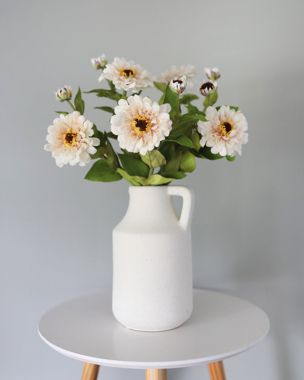 Artificial Real Touch Blush Pink Zinnias in a vase