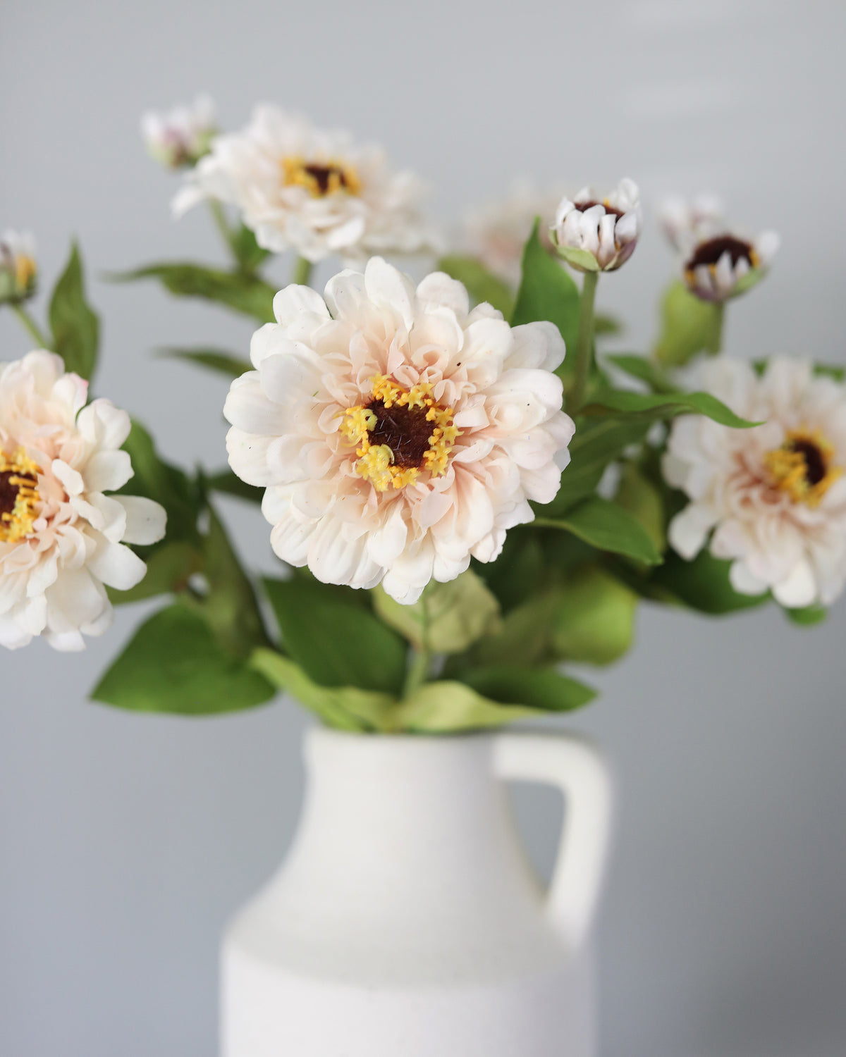 Artificial Real Touch Blush Pink Zinnias in a vase