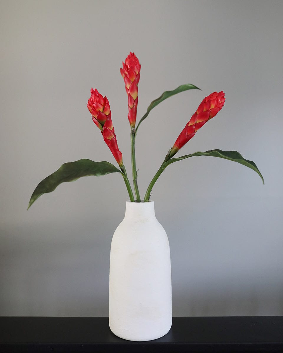 Simple Flower Arrangement with Red Artificial Ginger