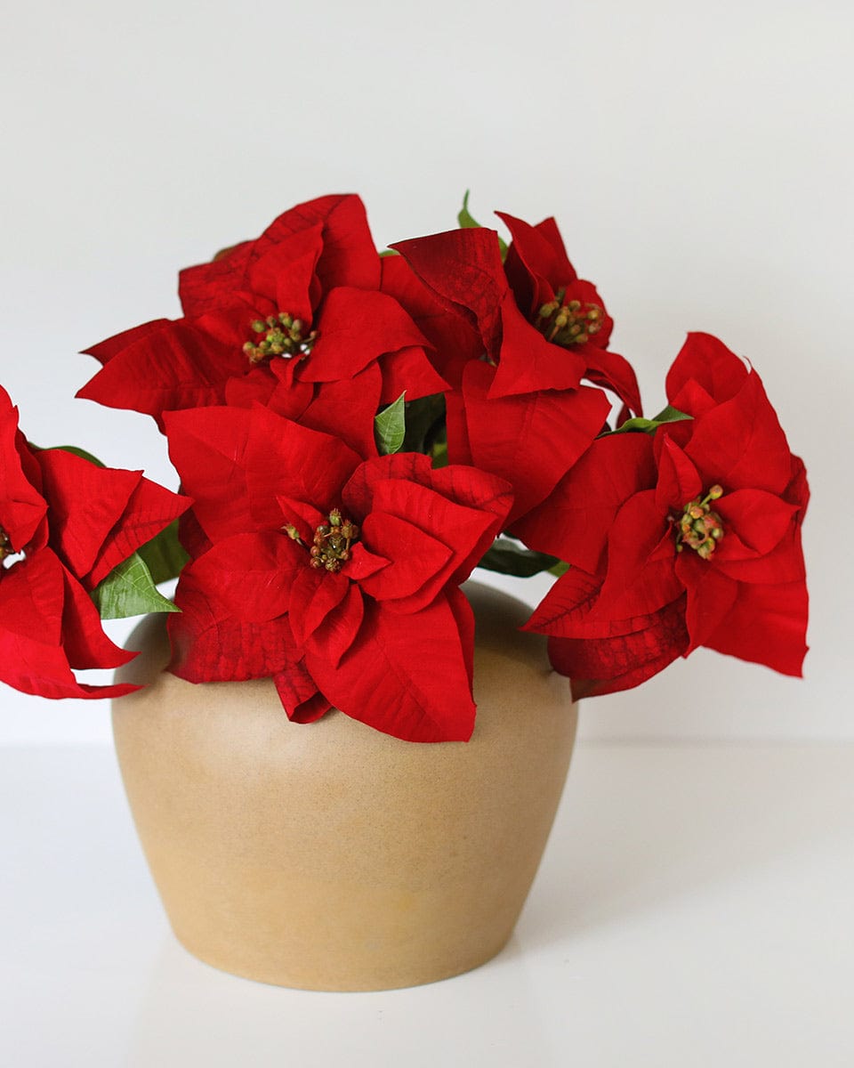 Holiday Silk Flowers Red Poinsettias