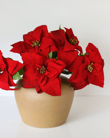 plastic poinsettia plants Artificial Red Poinsettia 24”