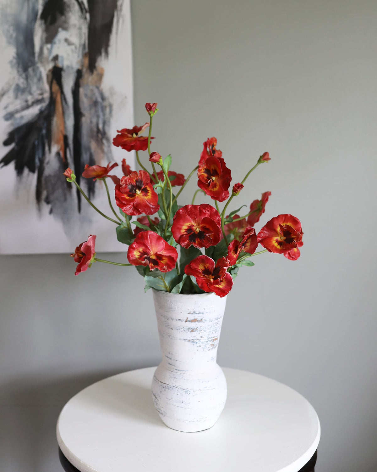 Fake Pansy Flowers in Bright Red
