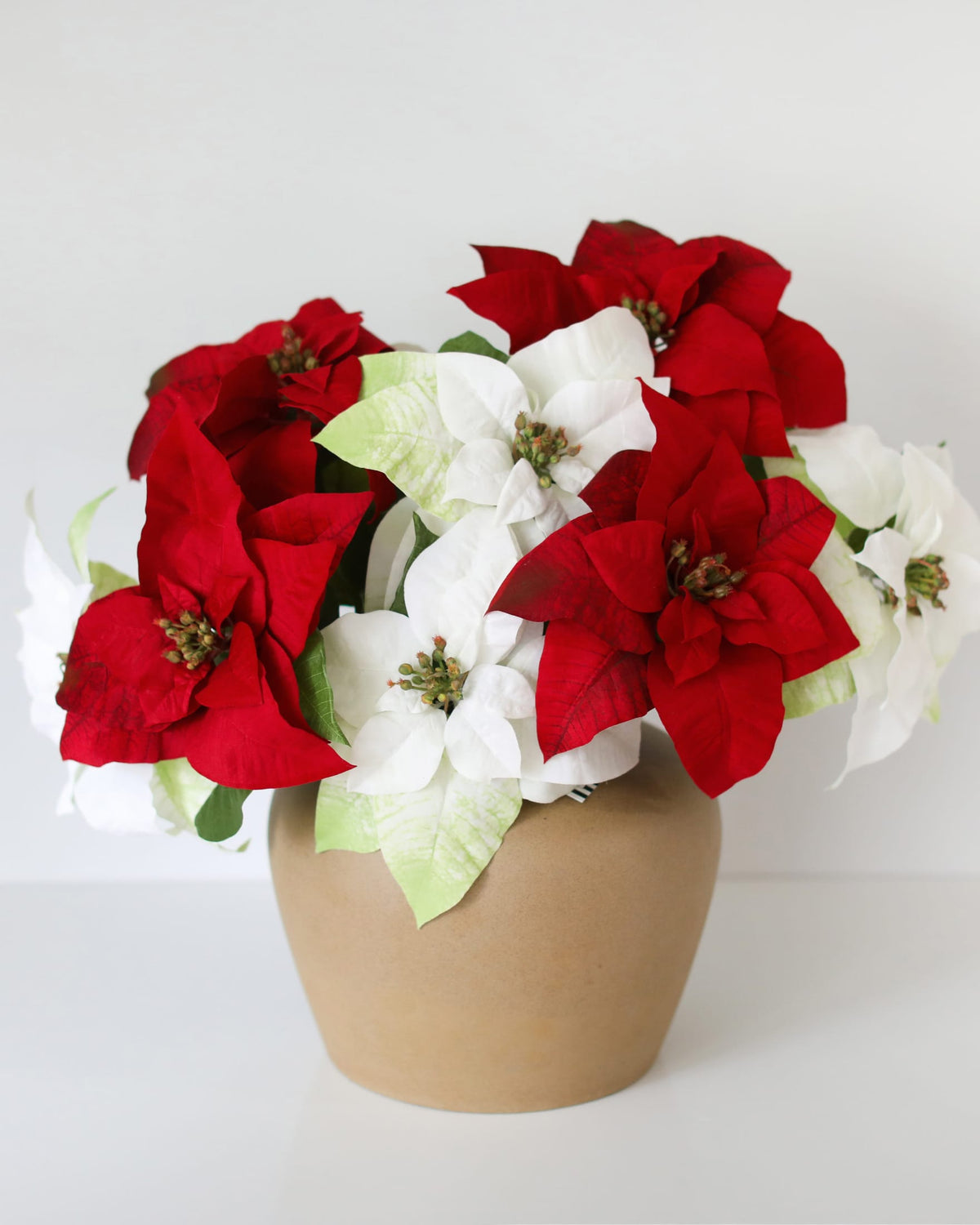 Red and White Aritificial Poinsettiea Flowers
