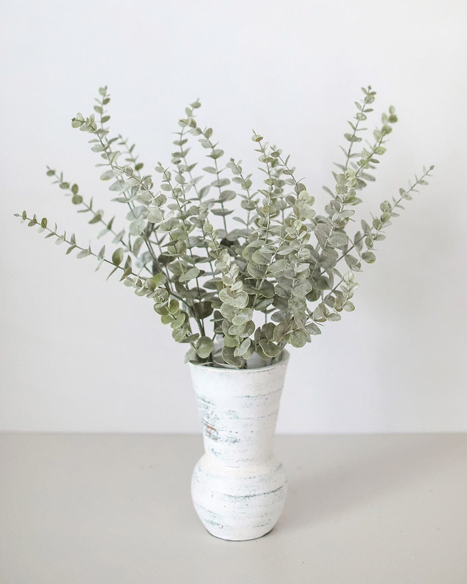 Green Grey Spiral Eucalyptus Leaves in Vase