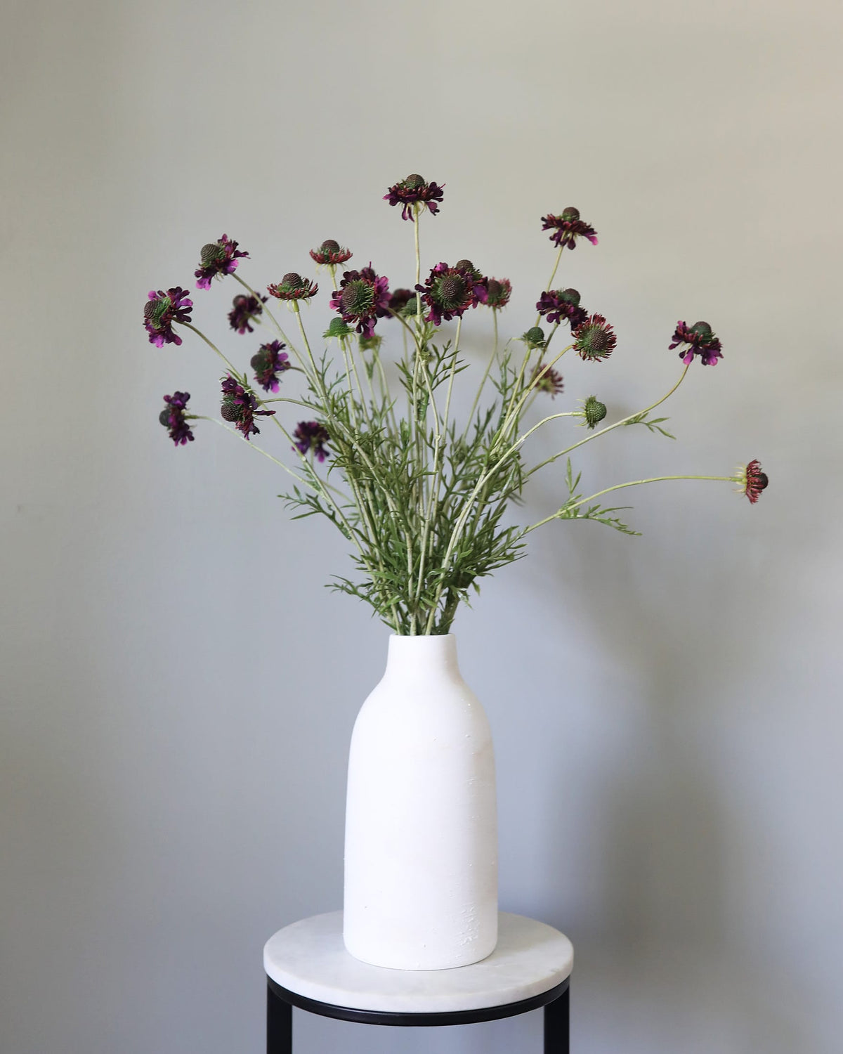 Artificial Violet Scabiosa Wildflowers in a vase