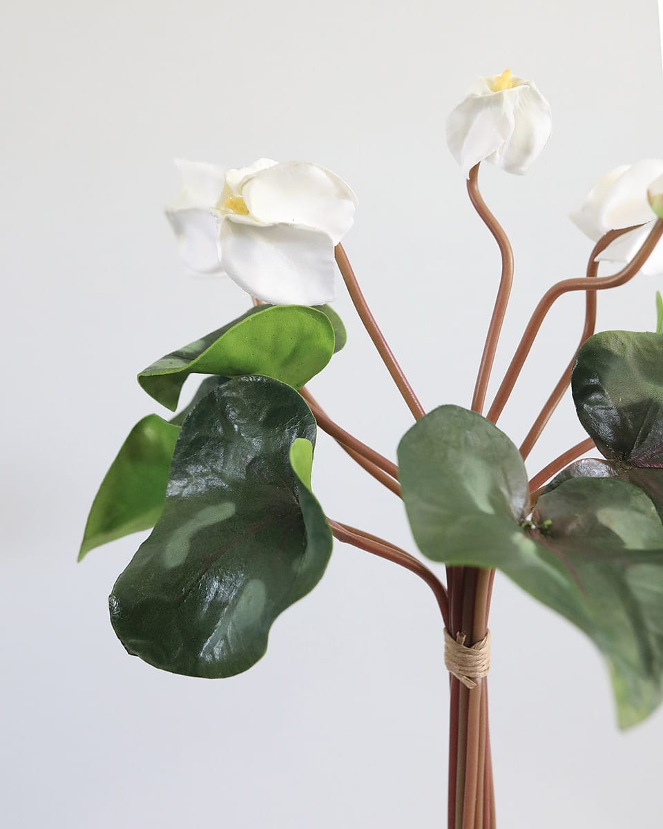 Faux Flower Cyclamen Bouquet in White