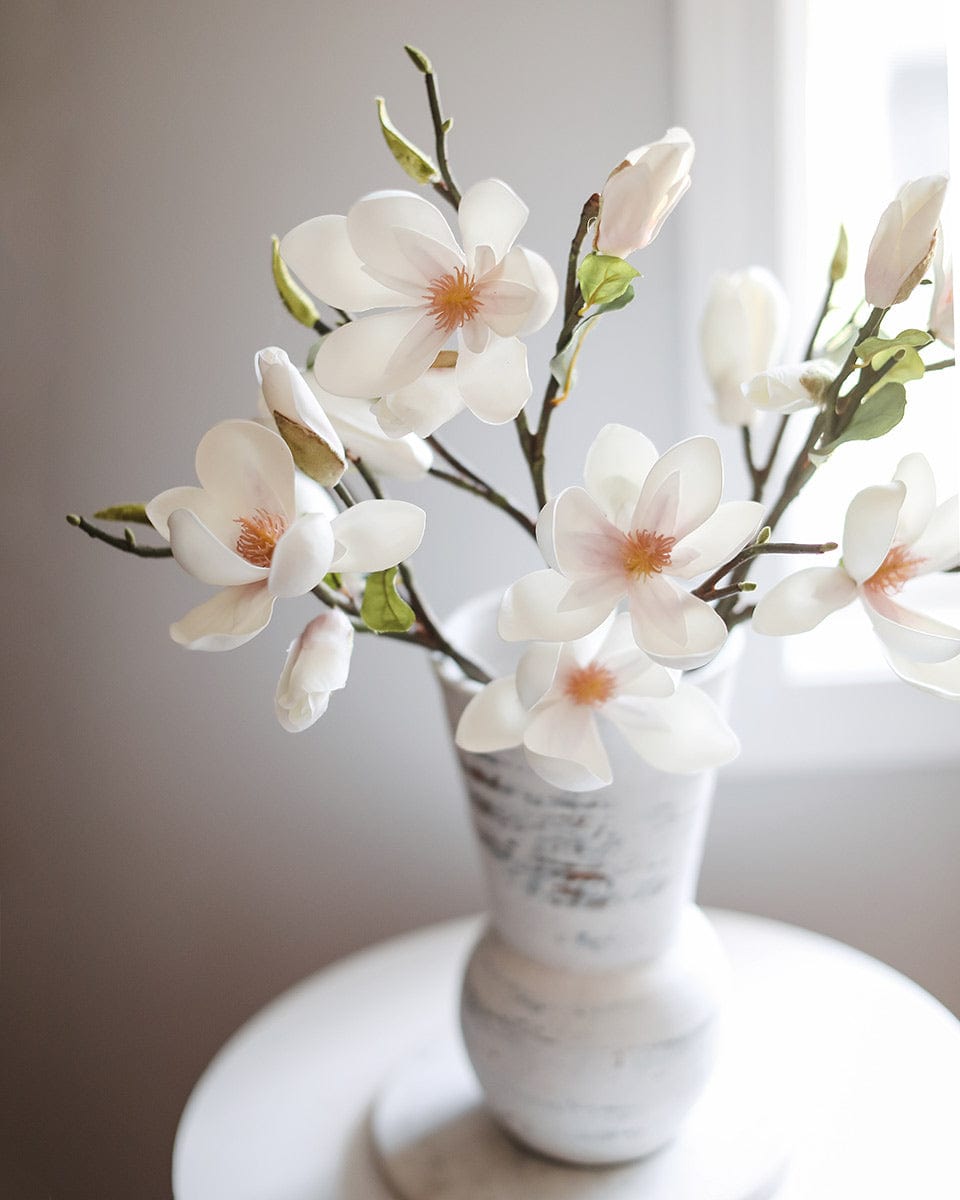 Cream White Artificial Magnolia Branches Home Decor