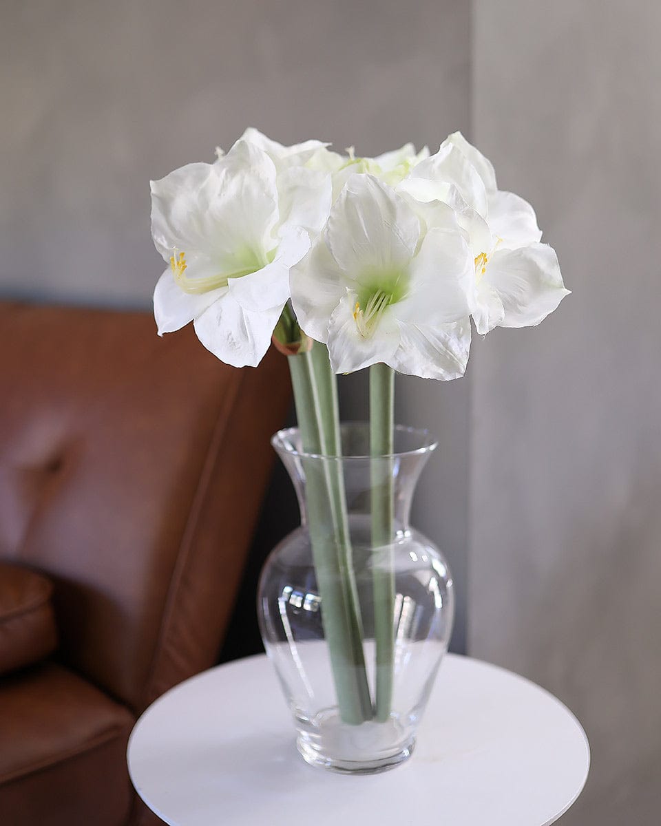 Holiday Flower Arrangement of White Faux Amaryllis