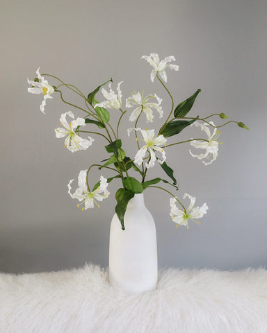 artificial white lilies White Gloriosa Lily | Tropical Lily Artificial Flowers