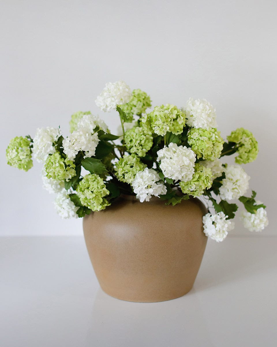 Artificial Snowball Flowers in White and Green Colors Home Decor