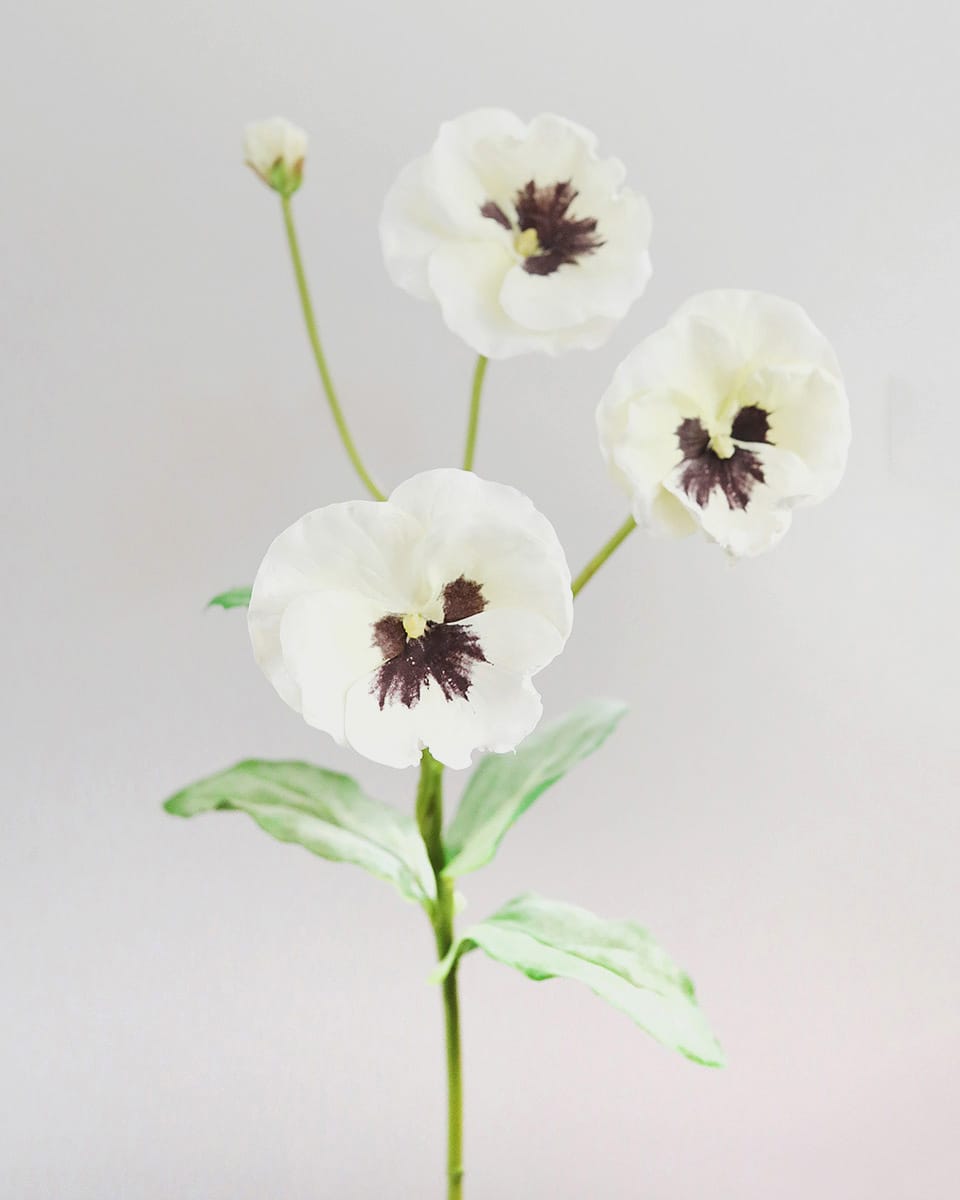 Faux Florals Pansies in Cream
