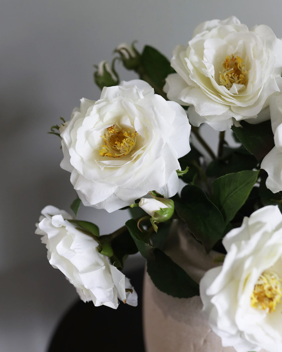 Open Flower Blooms White Faux Roses