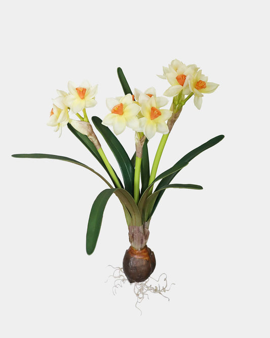 Faux Narcissus Flower Bush in Yellow