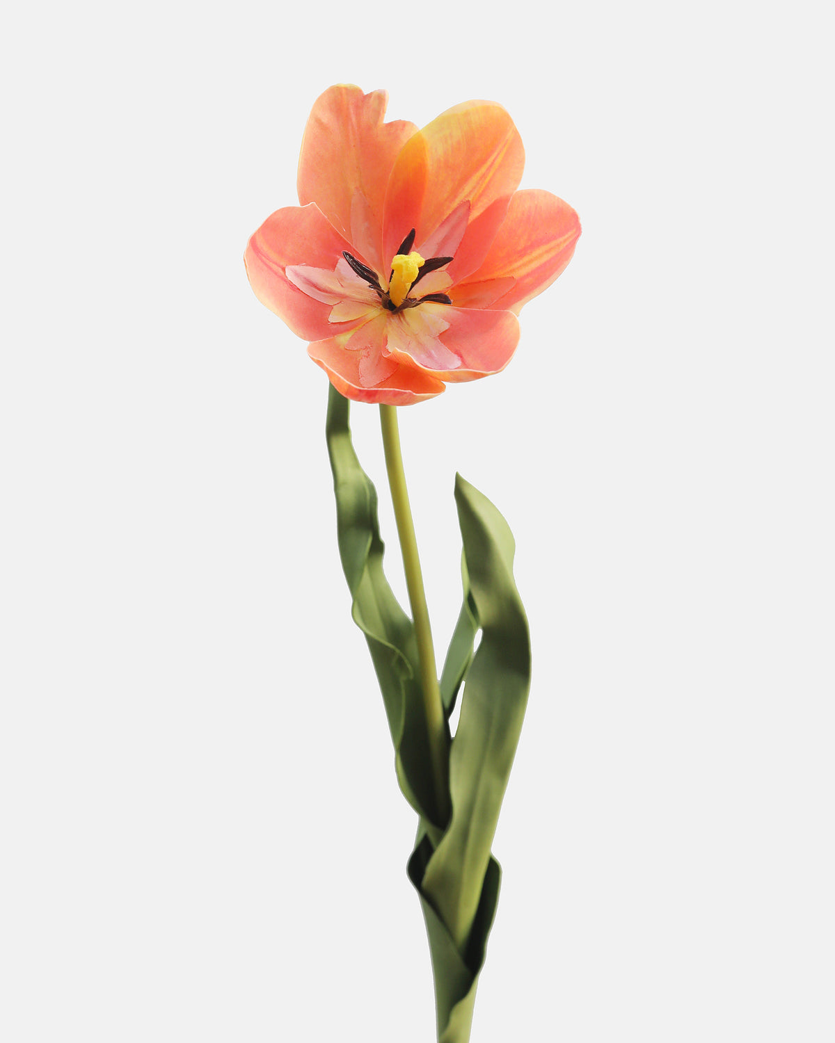 Artificial Orange Yellow Tulip with open petals