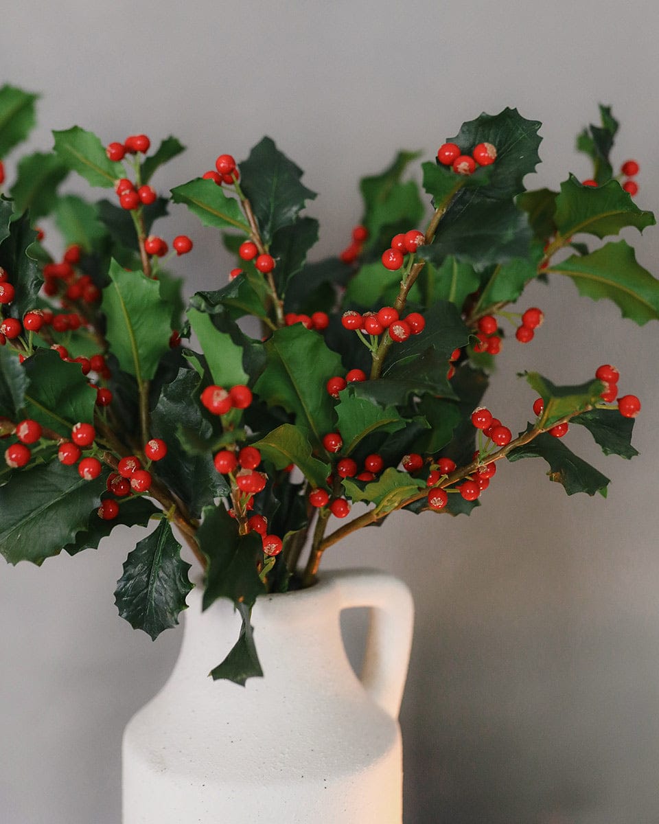 Fake Christmas Botanicals Red Holly Berries