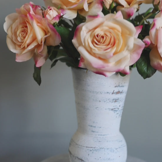Real Touch Flowers Peach Roses Styled for Home Decor