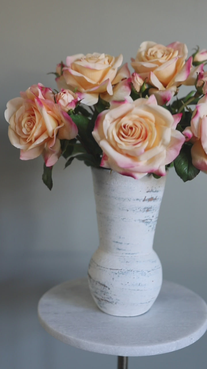 Real Touch Flowers Peach Roses Styled for Home Decor