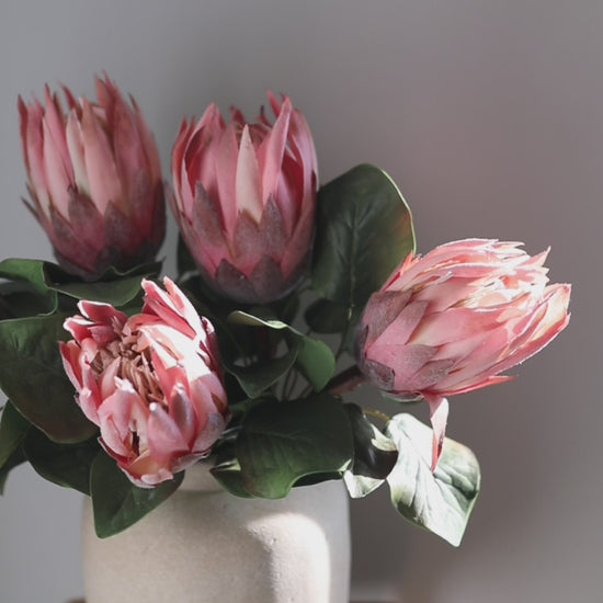 Video of Pink Artificial King Protea Arrangement