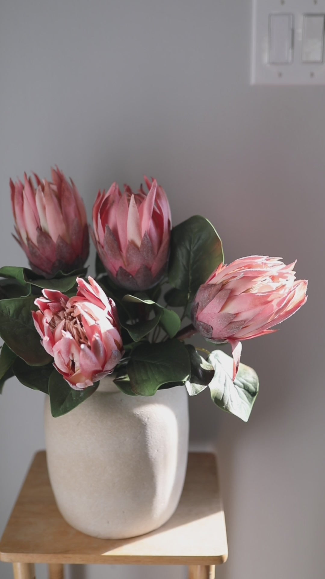 Video of Pink Artificial King Protea Arrangement