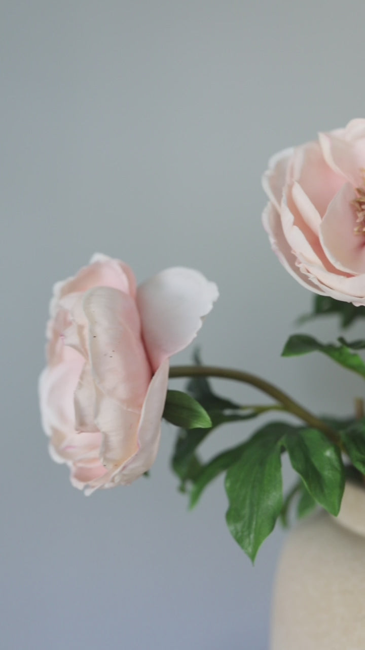 Faux Florals Open Pink Peony Blossoms
