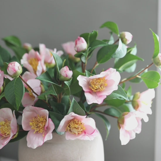 Realistic Fake Flowers Pink Camellia