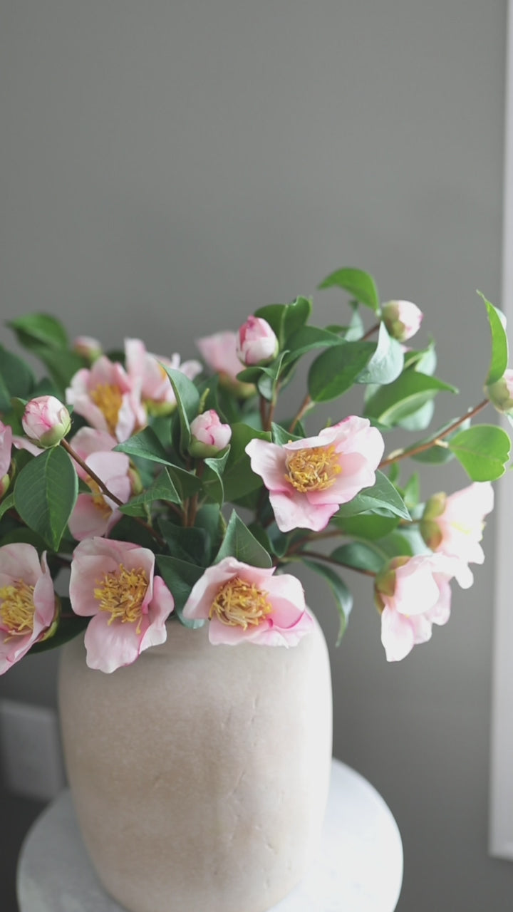 Realistic Fake Flowers Pink Camellia