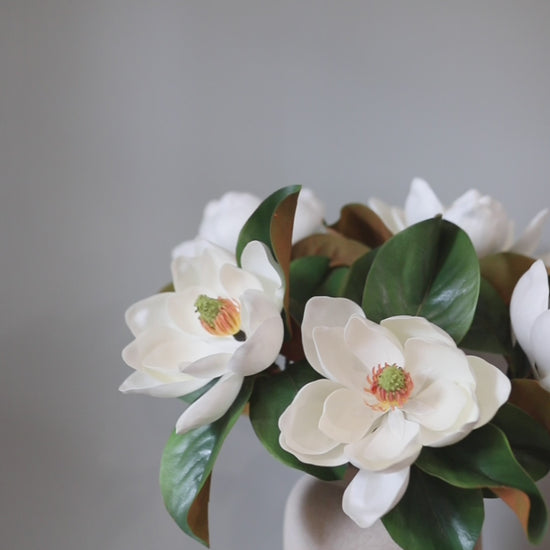 Faux Flowers Magnolia Cup Blooms Styled in Vase