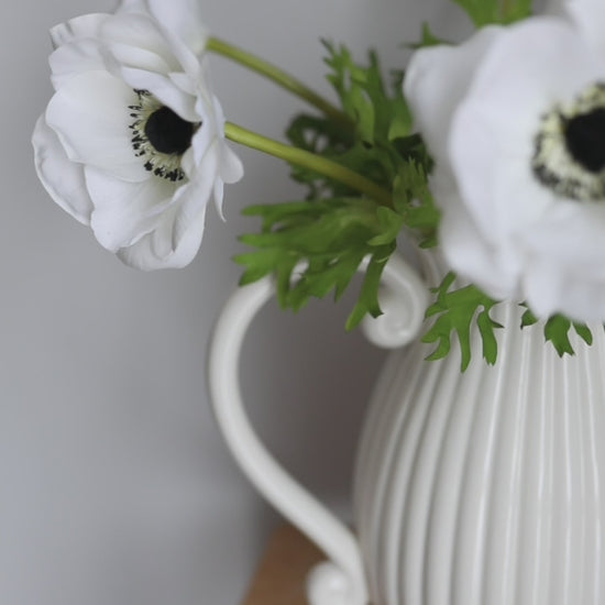 Video Showcasing Artificial Real Touch White Anemones in Vases