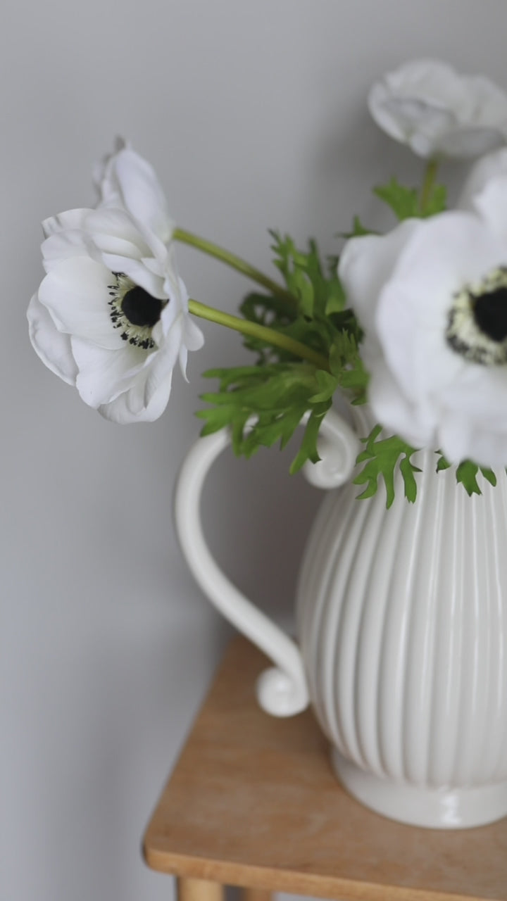 Video Showcasing Artificial Real Touch White Anemones in Vases