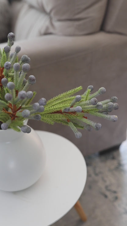 Clip Showing Faux Silver Brunia Berries in Vase Home Decor