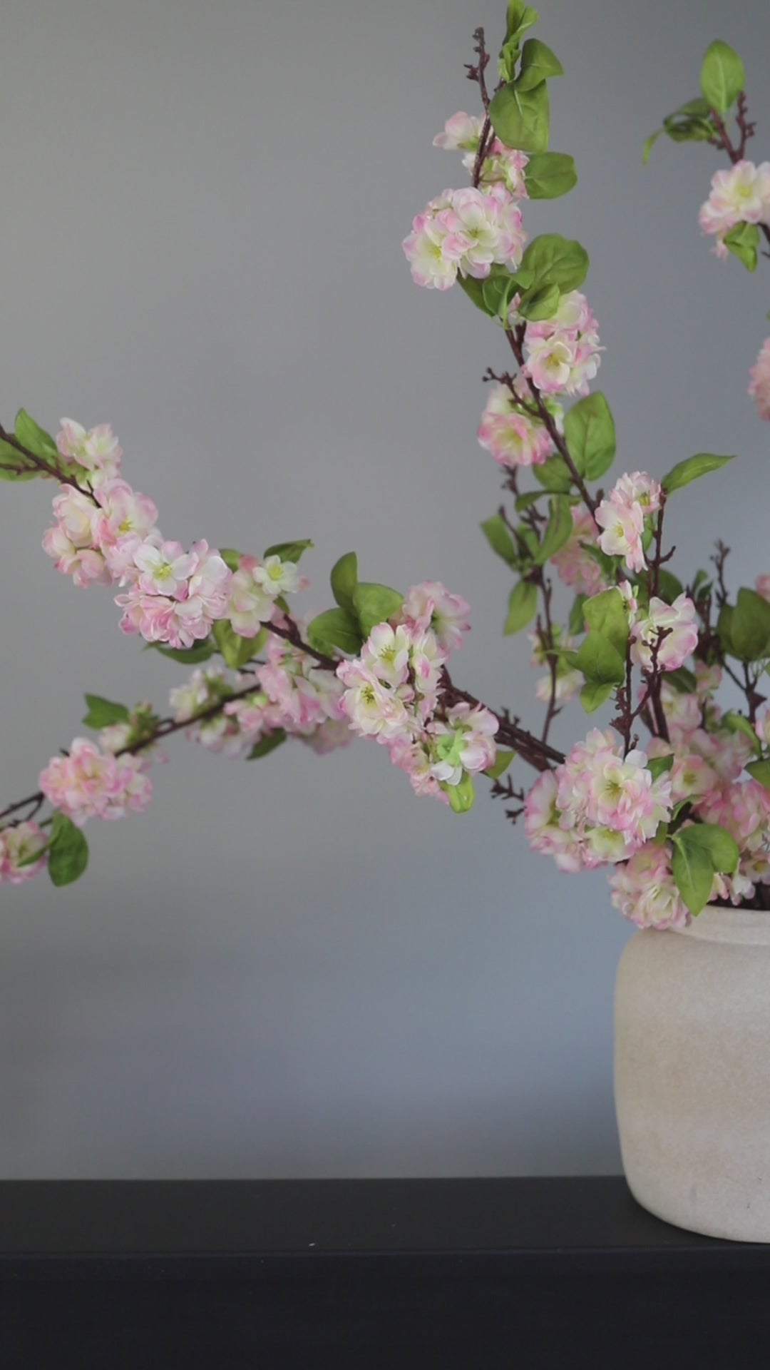 Pink Artificial Cherry Blossom Branches in Vase