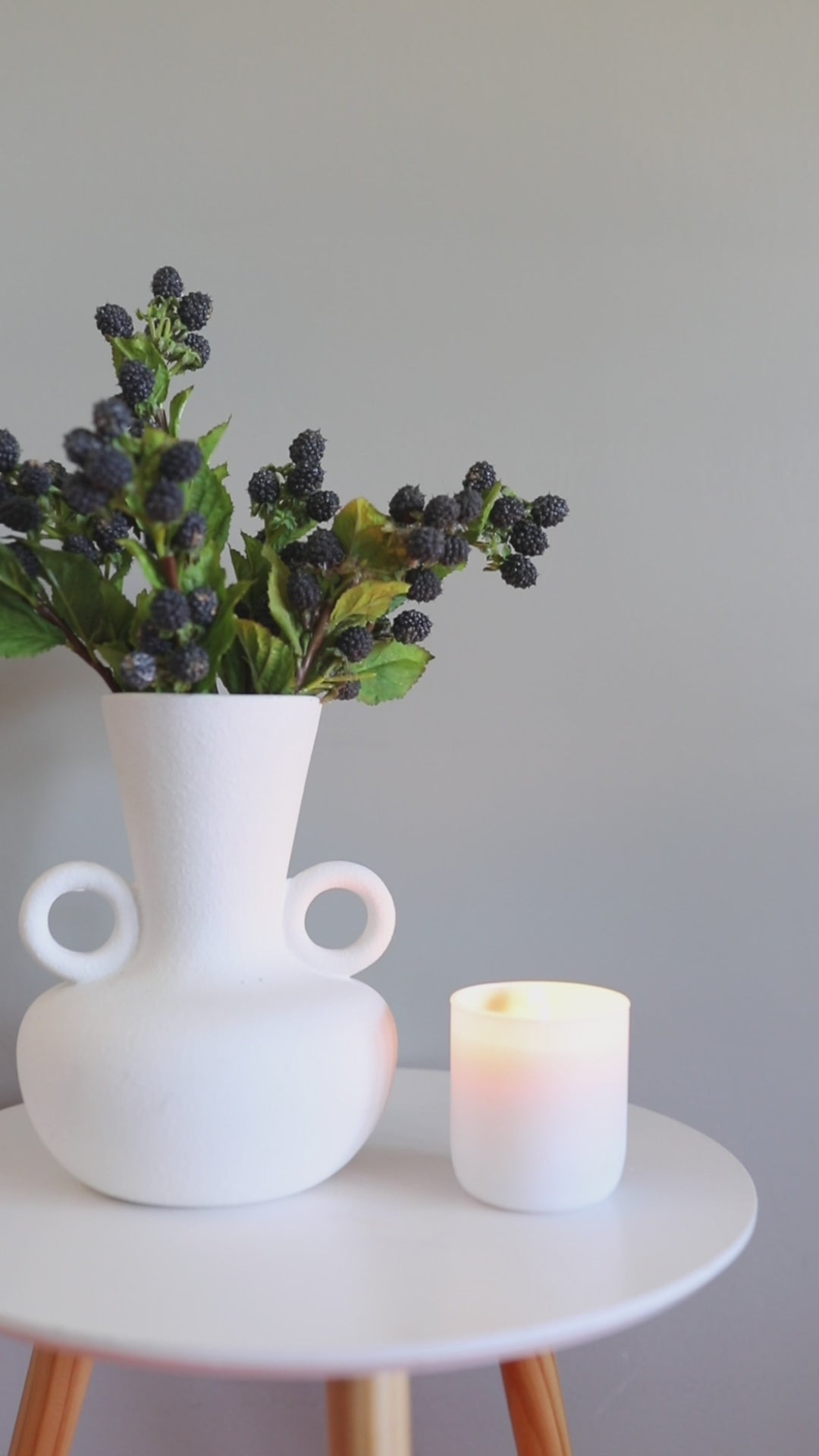 Fake Blackberries in Blue Color in Vase Home Decor