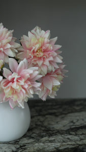 Faux Flowers Pink Peach Open Dahlias in Vase