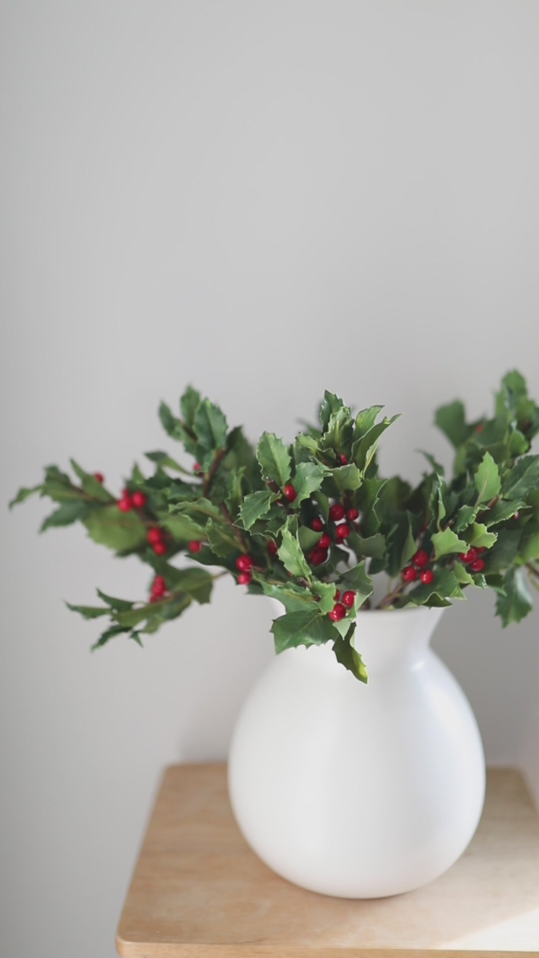 Holiday Arrangements Red Holly Berries with Green Leaves Video