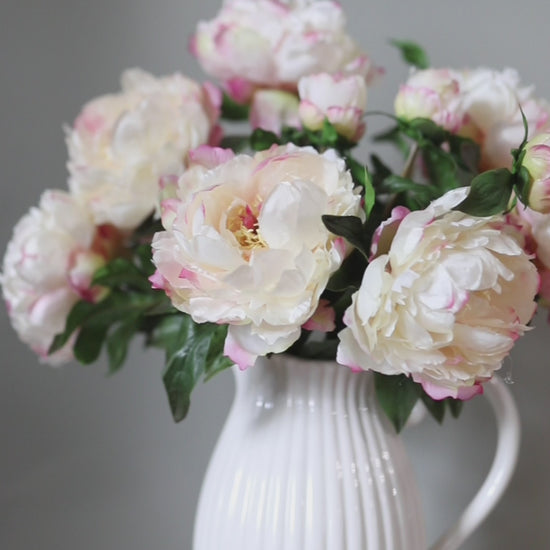 Creamy Yellow Silk Peonies in Vase Video