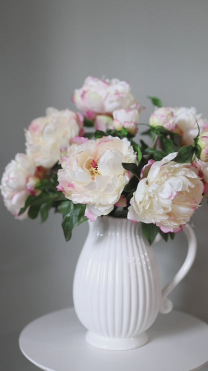 Creamy Yellow Silk Peonies in Vase Video