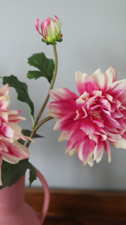 Coral Artificial Dahlias Showcased in a Short Video