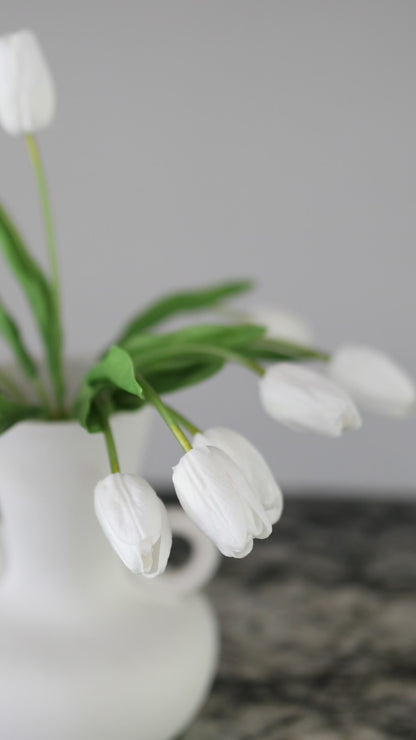 Real Touch White Tulip Bundles in Vase