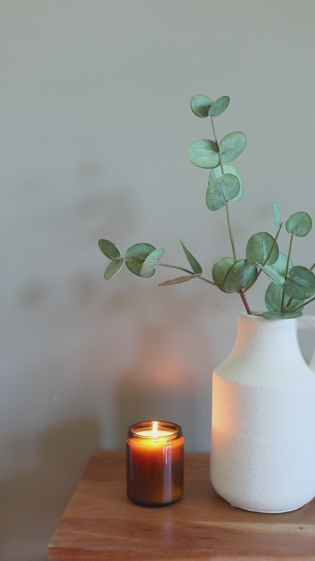 Video Showcasing Fake Eucalyptus Leaves in Home Setting
