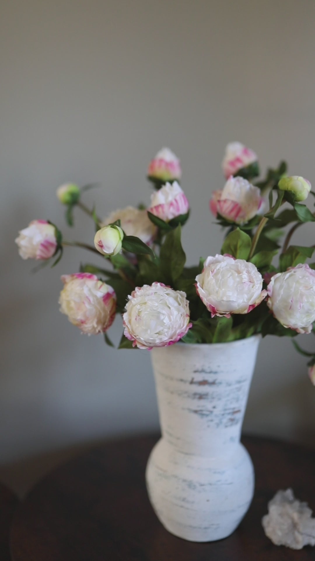 White Artificial Peonies Short Flower Video