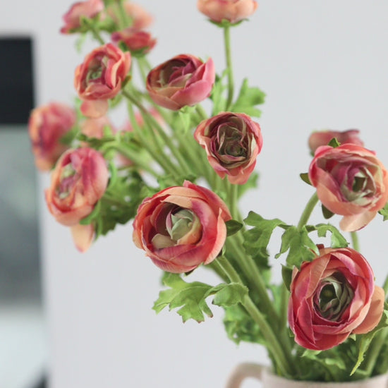 Video of Real Touch Small Ranunculus Flowers in Vase