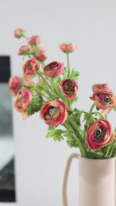 Video of Real Touch Small Ranunculus Flowers in Vase