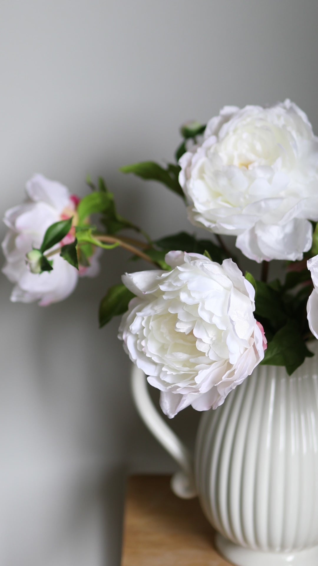 White Artificial Peonies in a Vase Video Clip