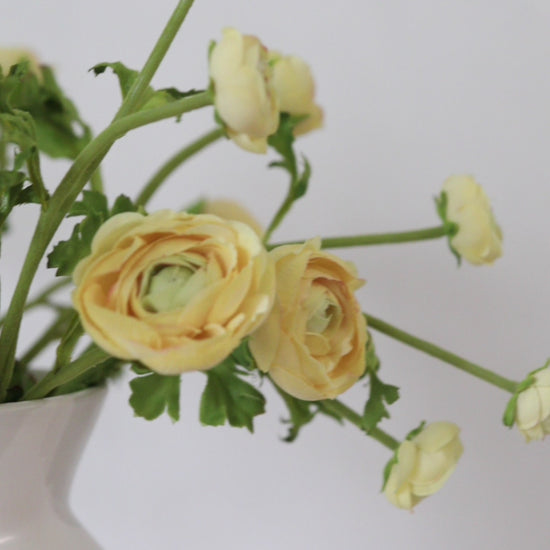 Video Showcasing Yellow Mini Real Touch Ranunculus Blossoms