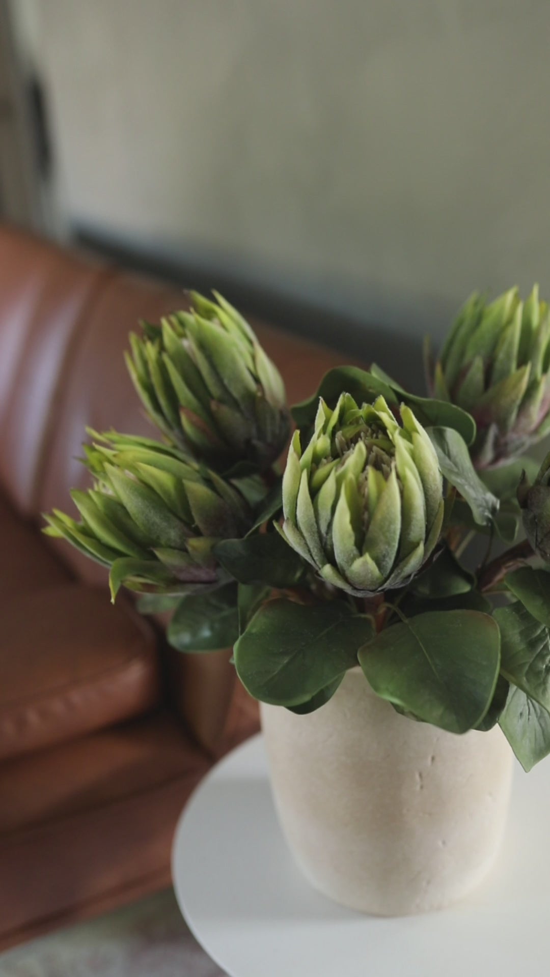 Fake Flower Arrangement with Green King Proteas