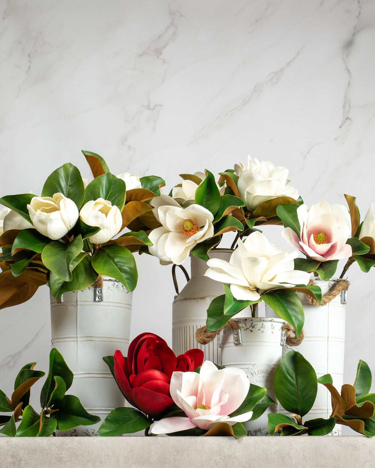 Prestige Botanicals Artificial Magnolia Bouquet in two vases