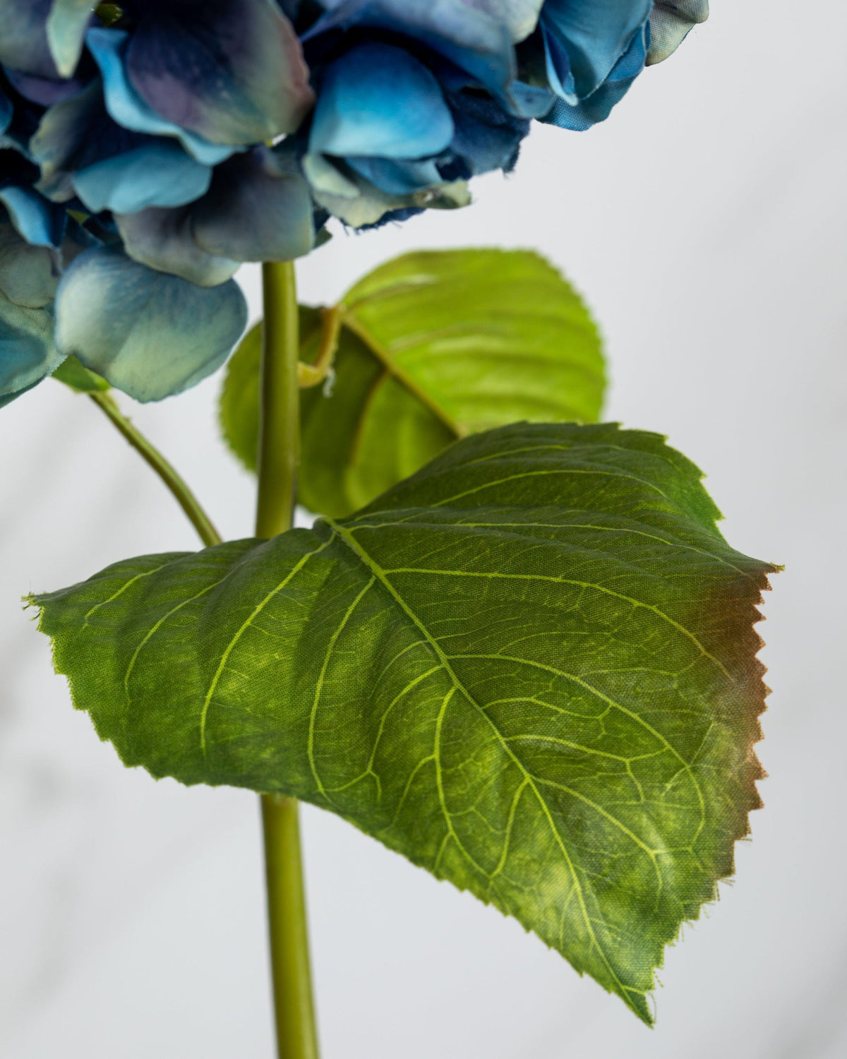 Prestige Botanicals Artificial Blue Hydrangea leaf close up