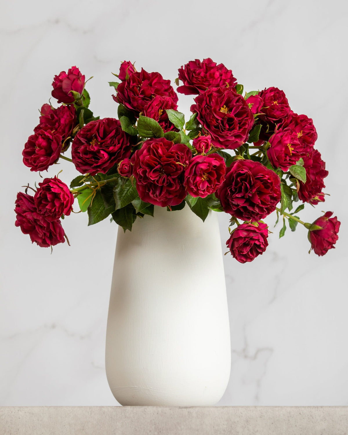 Prestige Botanicals Artificial Red Valentines Day Roses in a white vase