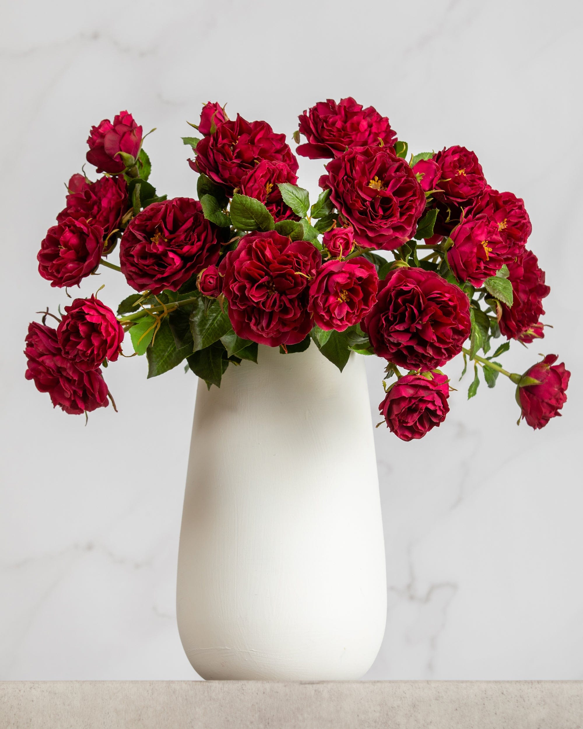 Prestige Botanicals Artificial Red Valentines Day Roses in a white vase